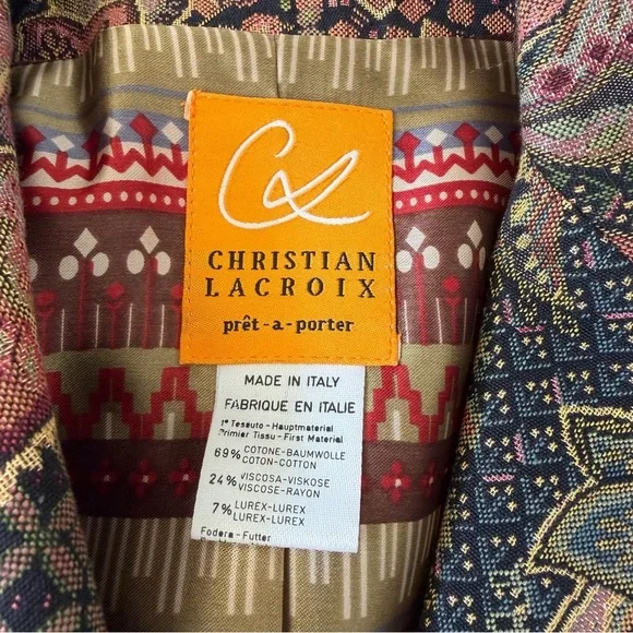 ❌❌SOLD❌❌ Vintage Christian Lacroix paisley tapestry blazer with rhinestone Sz 10 - Picture 5 of 12